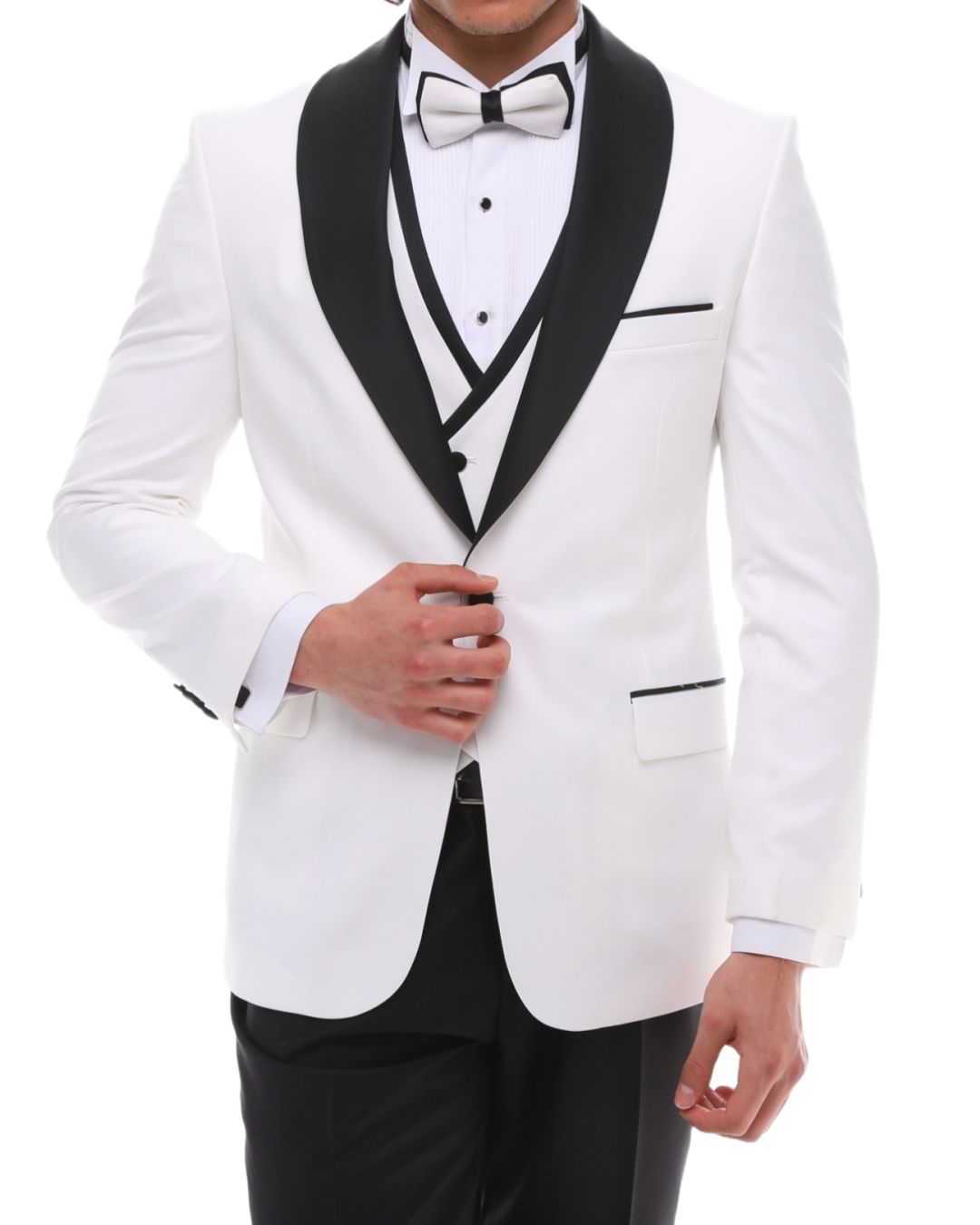 White & Black Satin Tuxedo