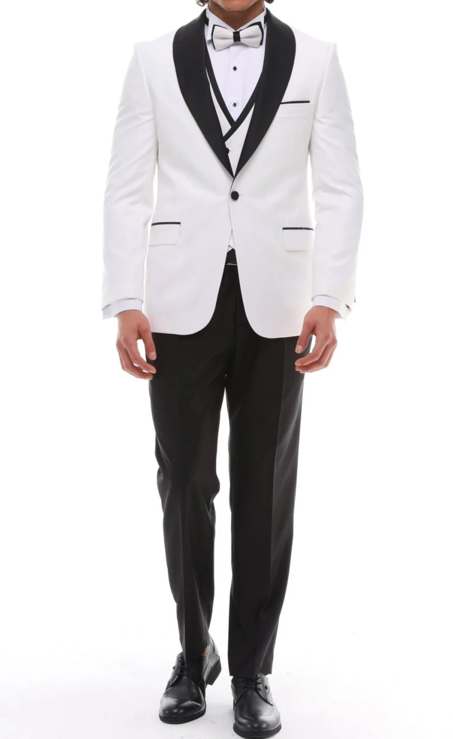 White & Black Satin Tuxedo