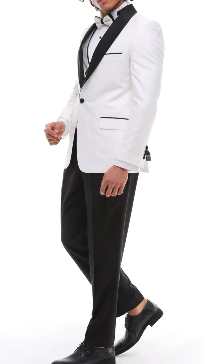 White & Black Satin Tuxedo