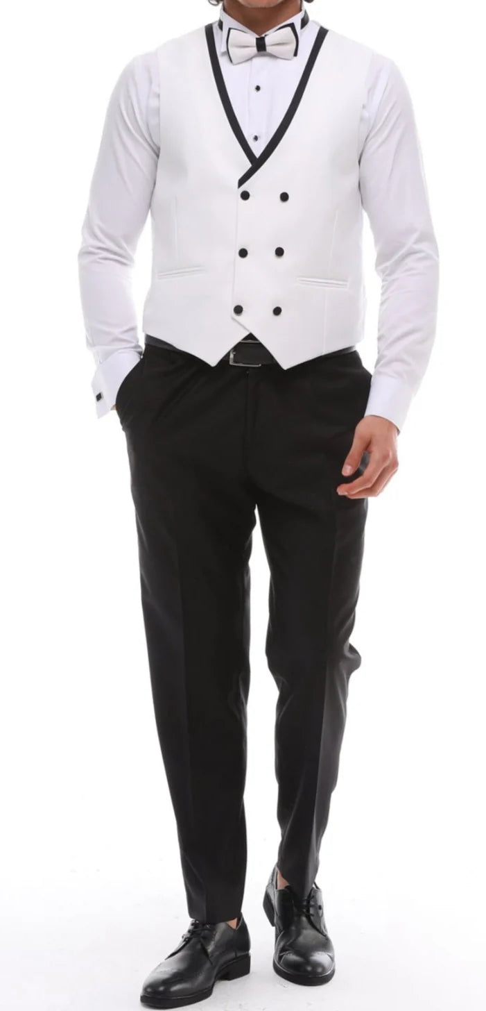 White & Black Satin Tuxedo