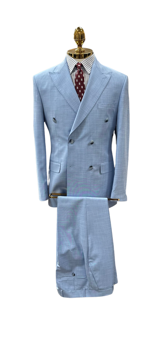 Sky Blue Double Breasted Suit